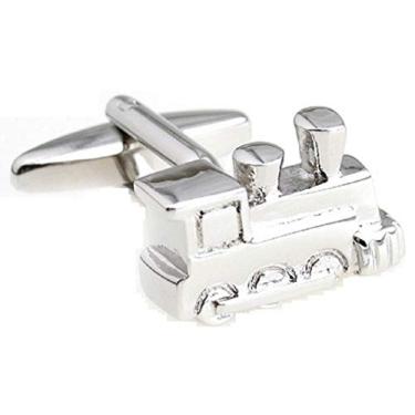 Imagem de MRCUFF — Par de abotoaduras de trem ferroviário em uma caixa de presente e pano de polimento