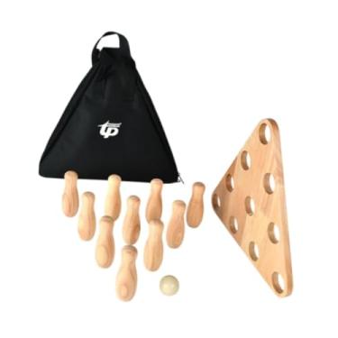 Imagem de Milageto Pino de boliche de mesa shuffleboard conjunto de boliche infantil jogo de esportes ao ar livre para playground, Madeira