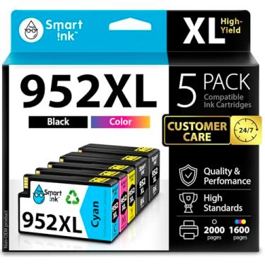 Imagem de Smart Ink Cartuchos de tinta compatíveis com HP952XL 952 XL 2 preto e ciano/magenta/amarelo (pacote com 5) para usar com impressoras HP OfficeJet Pro 8710 7740 8720 8715 8210 8703 OfficeJet 8702
