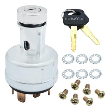 Imagem de VIKKSAER 08086-20000 Interruptor de ignição com chave, substituição do interruptor de partida de ignição para Komatsu PC130-8 PC200-8 PC220-8 PC240-8 PC360-8 PC450-8