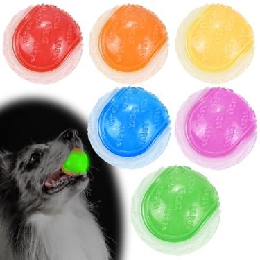 Imagem de LECHONG Bola de brinquedo brilhante para cães de 6,3 cm, bola de borracha para cães pequenos e médios, brinquedos duráveis para buscar cachorros, brinquedos para mastigar, pacote com 6