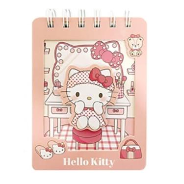 Imagem de Generic Caderno espiral pequeno pautado 3D, blocos de notas de bolso, 12,4 x 9,4 cm, 100 folhas (Rosa-Kitty)