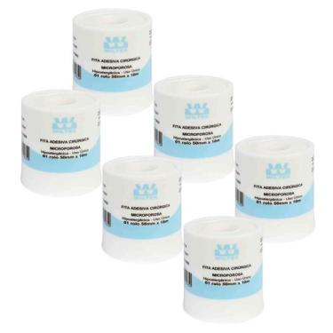 Imagem de Kit 6 Fita Microporosa Cirúrgica Branca 5cm X 10m - Wiltex