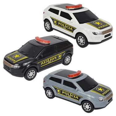 Imagem de Kit 3 Carro Da Policia Briquendo Plástico SUV 22Cms - Preto Cinza Bran