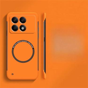Imagem de Capa de telefone sem moldura magnética ultra fina, pc duro, para xiaomi poco x6 pro f3 f4 f5 pro, capa sólida fosca de cor pura, laranja, para poco f3