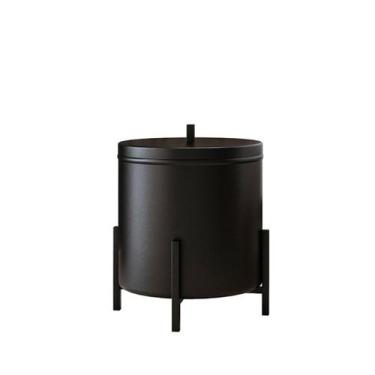 Imagem de Lixeira Preta Cesto Banheiro 6 Litros Alumínio Suspensa Cozinha Escrit