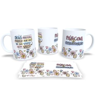Imagem de Canecas de Porcelana Personalizada Páscoa Encanto e Doçura em Cada Gole