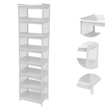Imagem de Prateleira Estante De Plástico 8 Andares Multiuso Desmontável 40x28x15