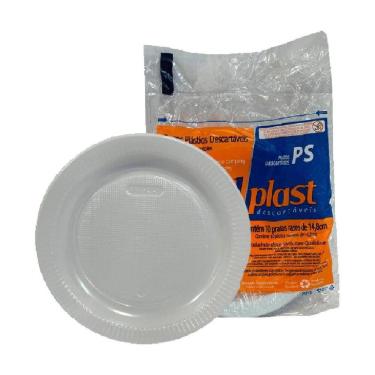 Imagem de Prato Descartável Sobremesa Raso 15Cm C/500 Cor Branco Bolo