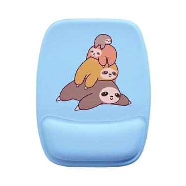 Imagem de Mouse Pad Ergonomico Bichos Preguiça Azul