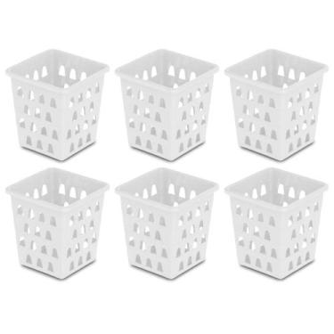 Imagem de Kit 6 Cesto Organizador Quadrado Alto Multiuso 10,5 x 10,5cm Branco Pr