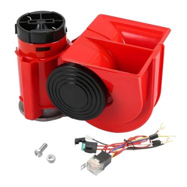 Imagem de DXNQ Buzina de ar de trem para caminhão, buzina de caracol super alta de 12 V com compressor de chicote de fiação de relé, kit de buzina elétrica de caracol à prova d'água para veículos de 12 V,
