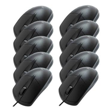 Imagem de Mouse Usb Preto Com Fio Ms-31bk C3tech Kit Com 10 Atacado