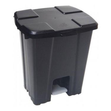 Imagem de Lixeira Plástica 30 Litros Com Pedal Para Condomínio Casa - JSN, Azul