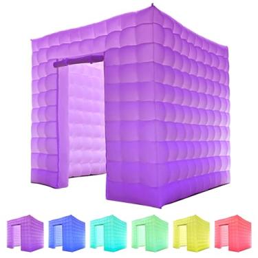 Imagem de Cabine fotográfica inflável de 1 porta, 2,5 m x 2,5 m, portátil, 16 cores, regulável, para fotos infláveis, com soprador, para festas de casamento, eventos de aniversário (branco)