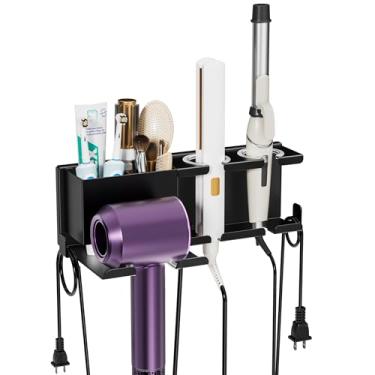 Imagem de BOIVSHI Organizador de ferramentas de cabelo, suporte de metal para secador de cabelo, organizador de ferramentas de cabelo, suporte de parede, para secador de cabelo, modelador de cachos, alisador,