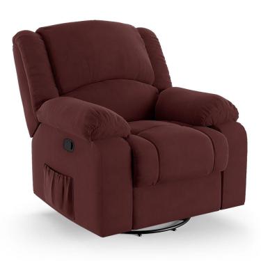 Imagem de Poltrona Do Papai Reclinável Melim Glider Giratória Veludo Fh1 - D'rossi Cor Vinho