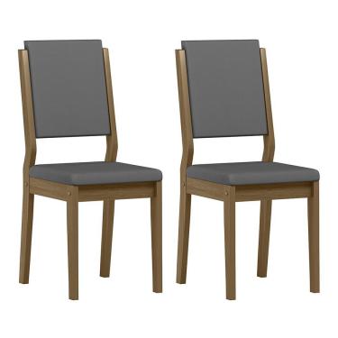 Imagem de Conjunto 2 Cadeiras Carol - New Ceval Imbuia/Veludo Cinza