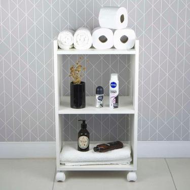 Imagem de Estante Multiuso Armário Móvel Para Banheiro Com Rodinhas 40cm