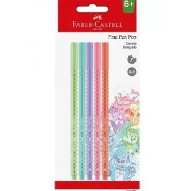 Imagem de Caneta Faber Castell Fine Pen 0.4mm Pop Pastel 05 Cores