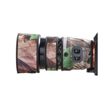 Imagem de Capa de lente para Sony FE 90 mm F/2.8 Macro G OSS camuflagem capa de proteção para lente de câmera (cor #camuflagem folha verde - à prova d'água) capa de chuva