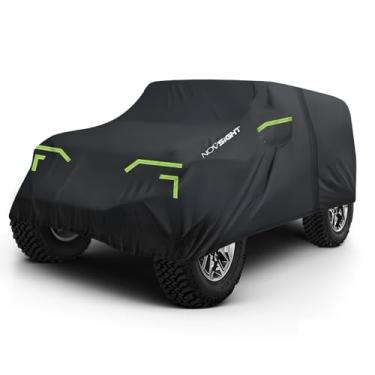 Imagem de NOVSIGHT Capa para Jeep Wrangler - 4 portas à prova d'água para todos os climas capas de carro para Wrangler 4 portas, JK JKU JL JLU 1987-2023, capa automotiva antiUV à prova de vento à prova de chuva