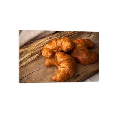 Imagem de Impressões de arte de parede em tela de cozinha - imagens de sala de jantar decoração de parede - Pão e trigo 14 - Pintura vintage natureza morta para sala de estar pronta para pendurar tela