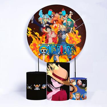 Imagem de Kit Painel de Festa Redondo e Trio de Cilindros Onepiece - Fera Print