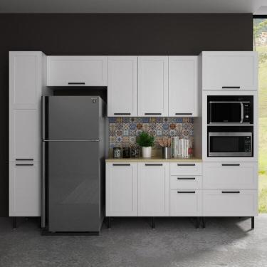 Imagem de Cozinha Internacional 200cm 5 Peças, 9 Portas e 5 Gavetas Branco