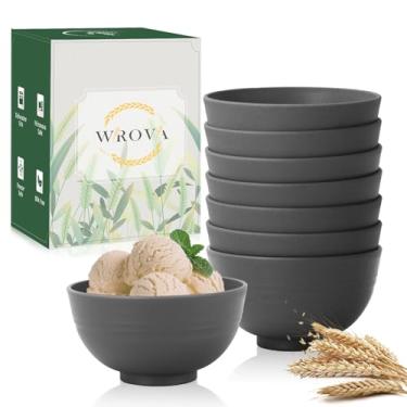Imagem de Wrova Tigelas pequenas de palha de trigo, conjunto de 8 - Tigelas de sobremesa inquebráveis para crianças - Mini tigelas para sorvete, lanche e frutas - Tigelas de aperitivo para micro-ondas e