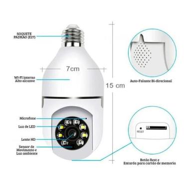 Imagem de Câmera De Segurança Smart Wi-fi Visão Noturna Lâmpada Giratória - Jort
