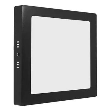 Imagem de Painel Quadrado Sobrepor 6500k LED Flat Preto 6500k - Lumanti