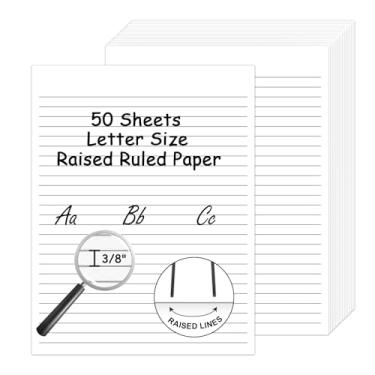 Imagem de Papel de escrita à mão, 21,6 x 28 cm, espaçamento pautado estreito, linha elevada, papel tátil, escrita à mão, multissensorial, pautado para 3ª série e acima (50)