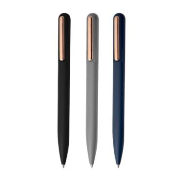 Imagem de Kit 3 Caneta esferográfica em alumínio e clip em latão reciclável com escrita em azul 3 Cores (Kit 15 Caneta)