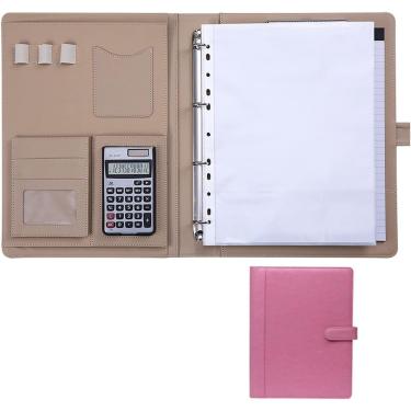 Imagem de Estojo De Escrita A4, Estojo De Conferência Em Couro, Estojo De Documentos Com Zíper, Pasta à Prova D'água Com Pasta De Anel, Prancheta, Bloco De Notas, Pasta De Pasta De Port, Pink 1