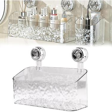 Imagem de Prateleira De Ventosa Com Padrão De Geleira De Estilo De Luxo Leve, Suporte De Chuveiro Com Ventosa Removível Cesta De Chuveiro Multifuncional Sem Perfuração Para Cozinha De Banheiro, D