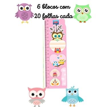 Imagem de Marcador de pagina auto colante lembrete adesivo coruja corujinha com régua papelaria