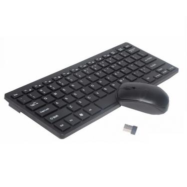 Imagem de Kit Teclado e Mouse Wireless sem Fio Teclas Slim Preto