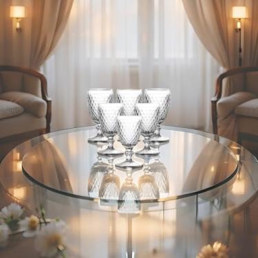 Imagem de Conjunto 6 Taças de Vidro Bico de Abacaxi, 325ml, Design Retrô em Relevo, Transparente, para Água e Bebidas