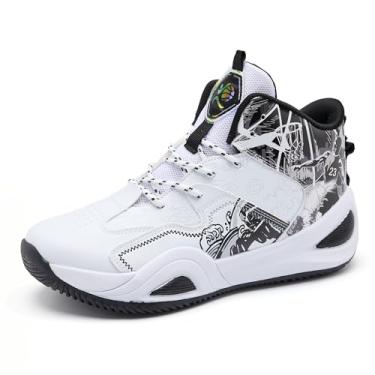 Imagem de Tênis de basquete masculino, calçados esportivos antiderrapantes da moda, tênis de corrida para treino ao ar livre(Black/White,37 BR)