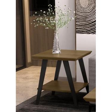 Imagem de Mesa Lateral Caio Freijo com pés em madeira Preto - Mobiliar Home Shop
