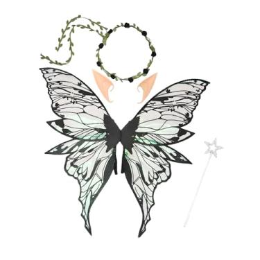 Imagem de Vaveren Asas de fada para festivais, acessórios para fotos, presente para crianças, fantasia de Halloween, lindo vestido extravagante, Preto