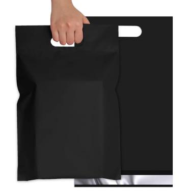 Imagem de Jowlroel Envelopes De Plástico Preto Com Alça 10X13, 100 Unidades, Sacos Transporte Autovedantes, Embalagem Fáceis Transportar, Para Pequenas Empresas, Butiques, Roupas
