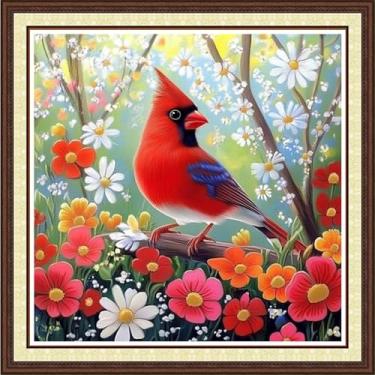 Imagem de Findvoor Kits de ponto cruz contados para adultos, gama completa de bordado de costura cruzada, padrão não impresso para iniciantes, kit de bordado de 11 CT - Flores e pássaros 45,7 x 45,7 cm