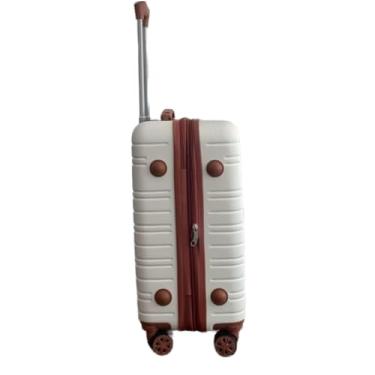 Imagem de Mala de Bordo Branca 10KG Rodinha Dupla Removível 360Grau Cadeado Mala de Viagem (55 X 35 X 24 CMS)