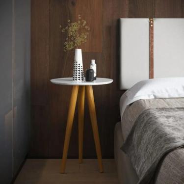 Imagem de Mesa Lateral Redonda 4601 Pés Palito 46cm Ofertamo, Branco
