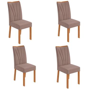 Imagem de Conjunto com 4 Cadeiras Apogeu Suede Bege e Amêndoa