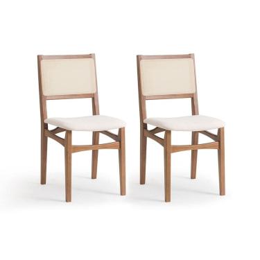 Imagem de Conjunto com 2 Cadeiras Serena com Tela Natural Algodão Bege Claro e Marrom