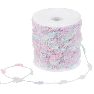 Imagem de PH PandaHall 218 metros de acabamento de renda de poliéster fita de renda roxa para decoração de roupas de tricô, costura, bricolage, apliques de casamento, artesanato, scrapbooking, cortina