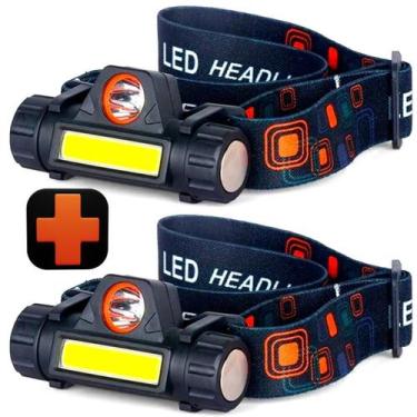 Imagem de Kit 02 Lanternas Cabeça Recarregável Pescaria Trilha Bike - Cemik